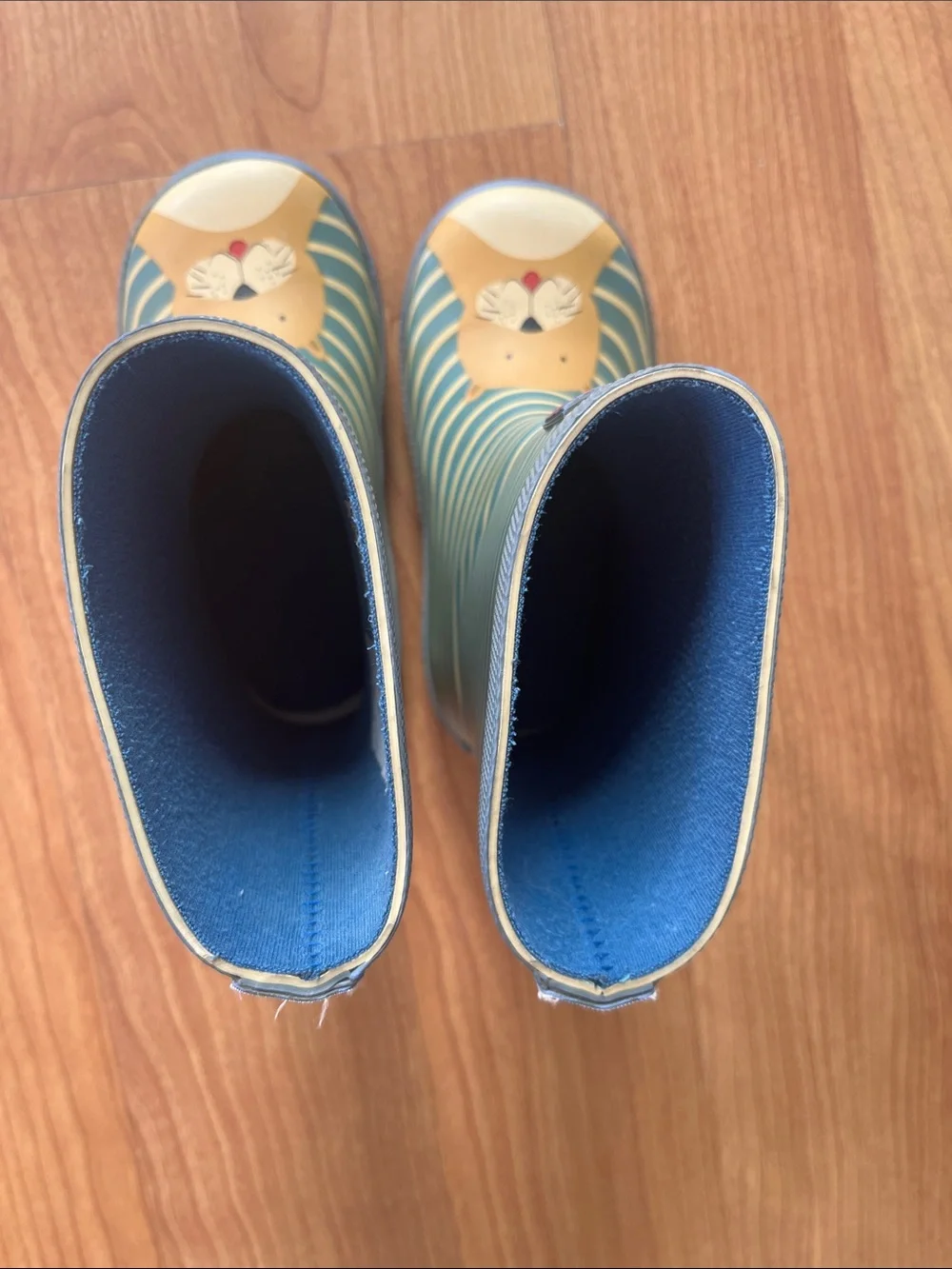 Joules Green Stripe Otter Kids Rain Boots
